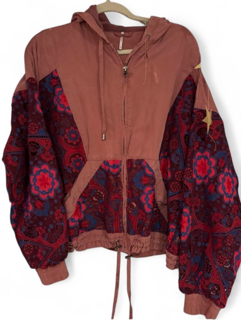 Free People Magpie Jacket Oversized Embroidered Lace Hoodie Boho EUC - Picture 3 of 4